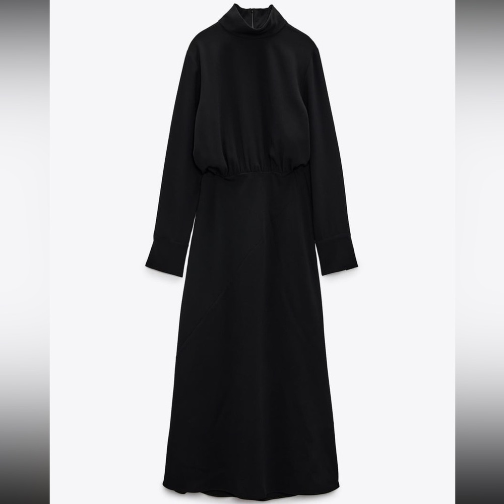 Zara High Collar Midi Dress